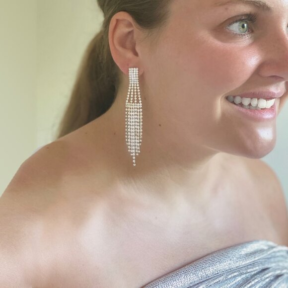 Crystal Chandelier Earrings -NEW- Pierced - Picture 3 of 3